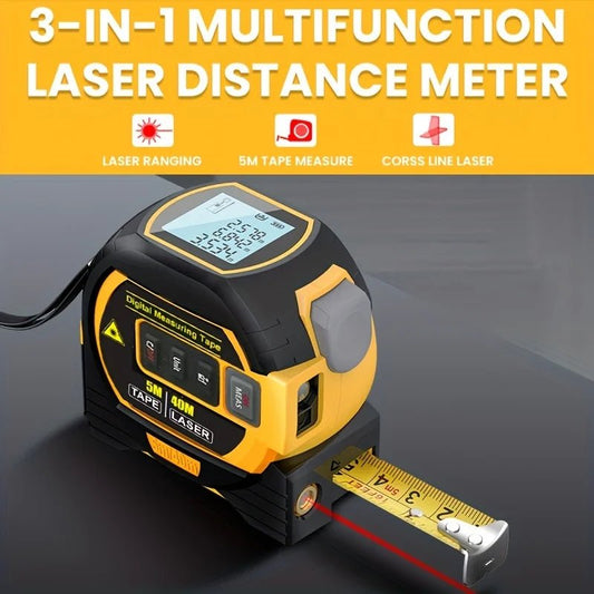 1pc Laser Tape Measure 3 In 1 Digital Tape Measure High Precision Laser Rangefinder Steel Tape Measure - B&B Forest Products