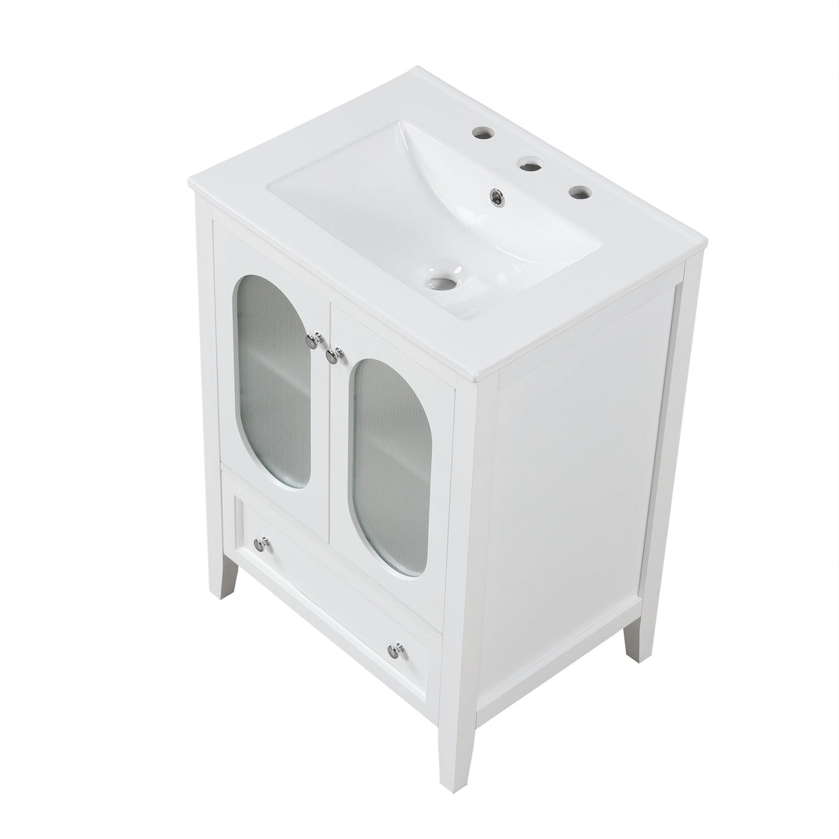 24" Bathroom Vanity with Sink, Bathroom Vanity Cabinet with One Drawer and Doors, Adjustable Shelf, Solid Wood and MDF, White - B&B Forest Products