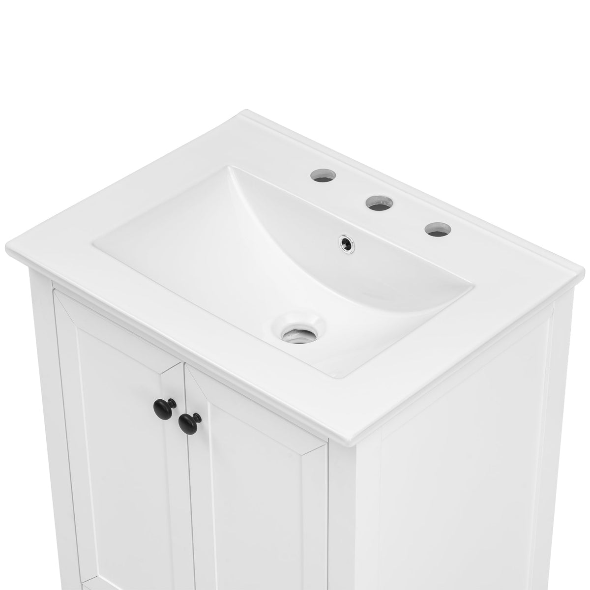 24" Bathroom Vanity with Sink, Bathroom Vanity Cabinet with One Drawer and Doors, Solid Wood and MDF, White - B&B Forest Products