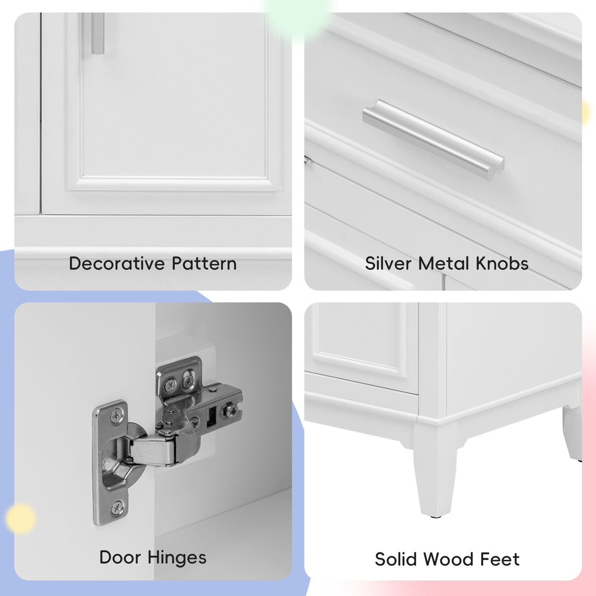24" Bathroom Vanity with Sink, Bathroom Vanity Cabinet with One Flip Drawer and Doors, Solid Wood and MDF, White - B&B Forest Products