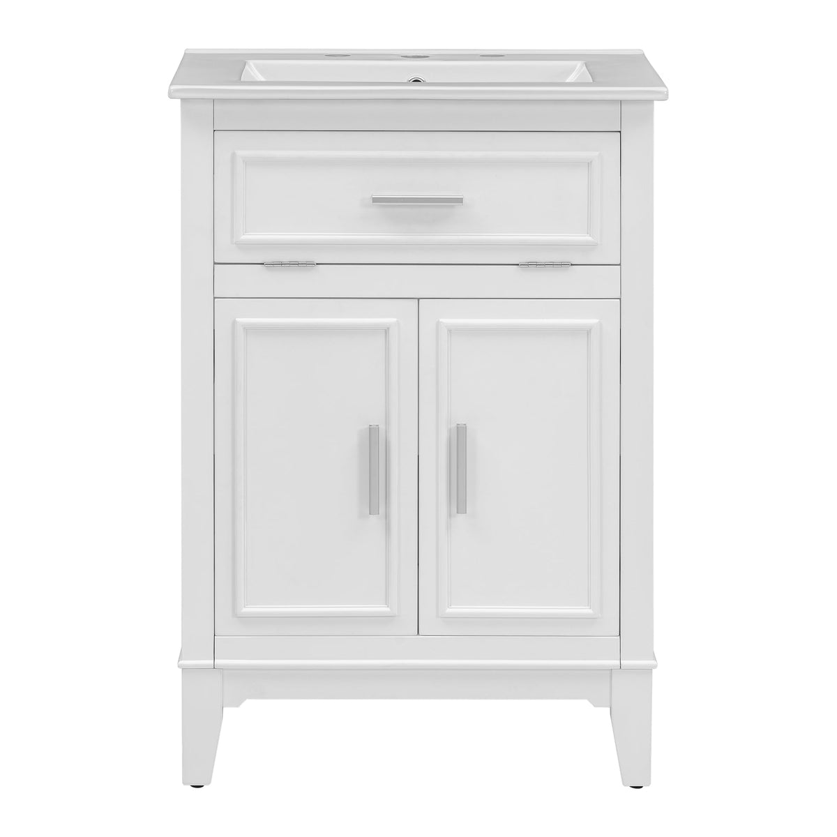 24" Bathroom Vanity with Sink, Bathroom Vanity Cabinet with One Flip Drawer and Doors, Solid Wood and MDF, White - B&B Forest Products