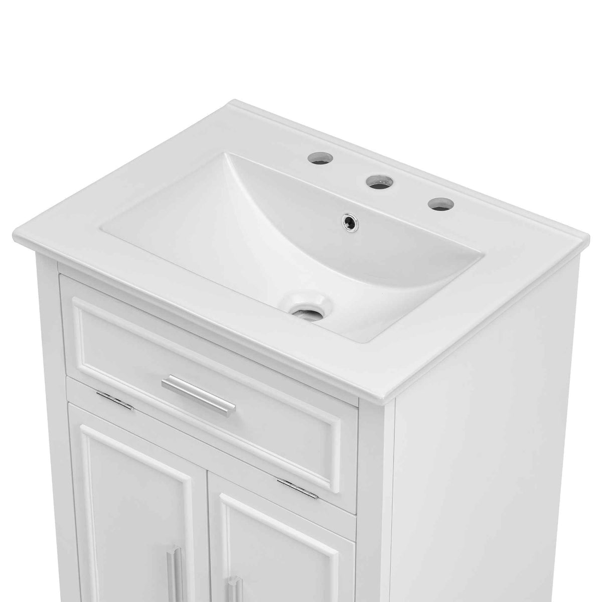 24" Bathroom Vanity with Sink, Bathroom Vanity Cabinet with One Flip Drawer and Doors, Solid Wood and MDF, White - B&B Forest Products