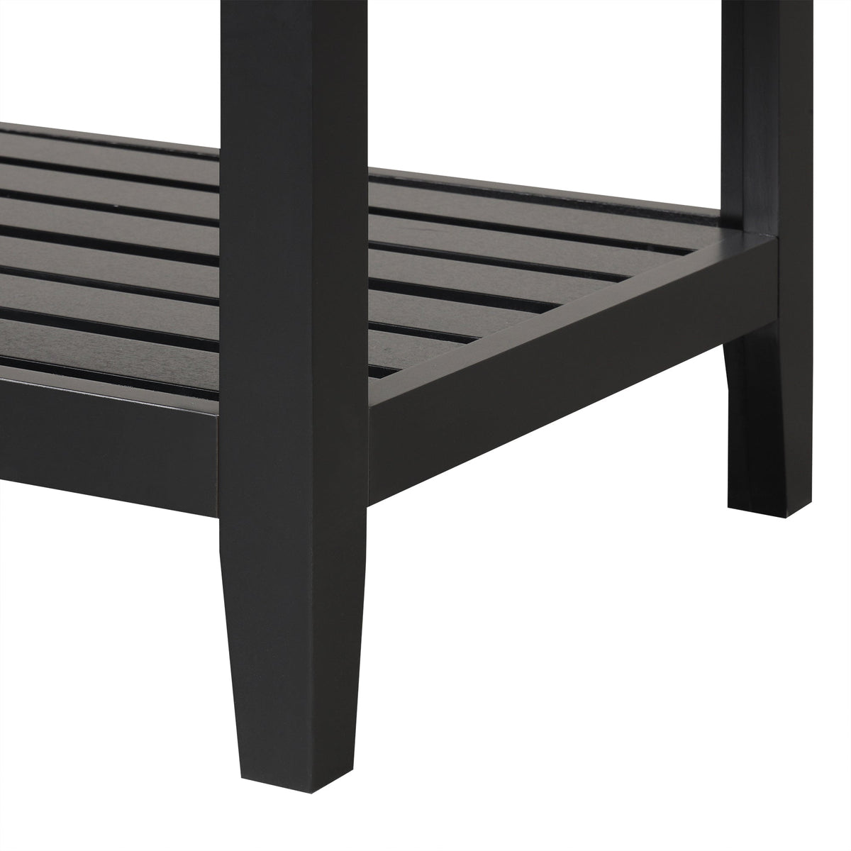 24" Black Modern Sleek Bathroom Vanity Elegant Ceramic Sink with Solid Wood Frame Open Style Shelf - B&B Forest Products