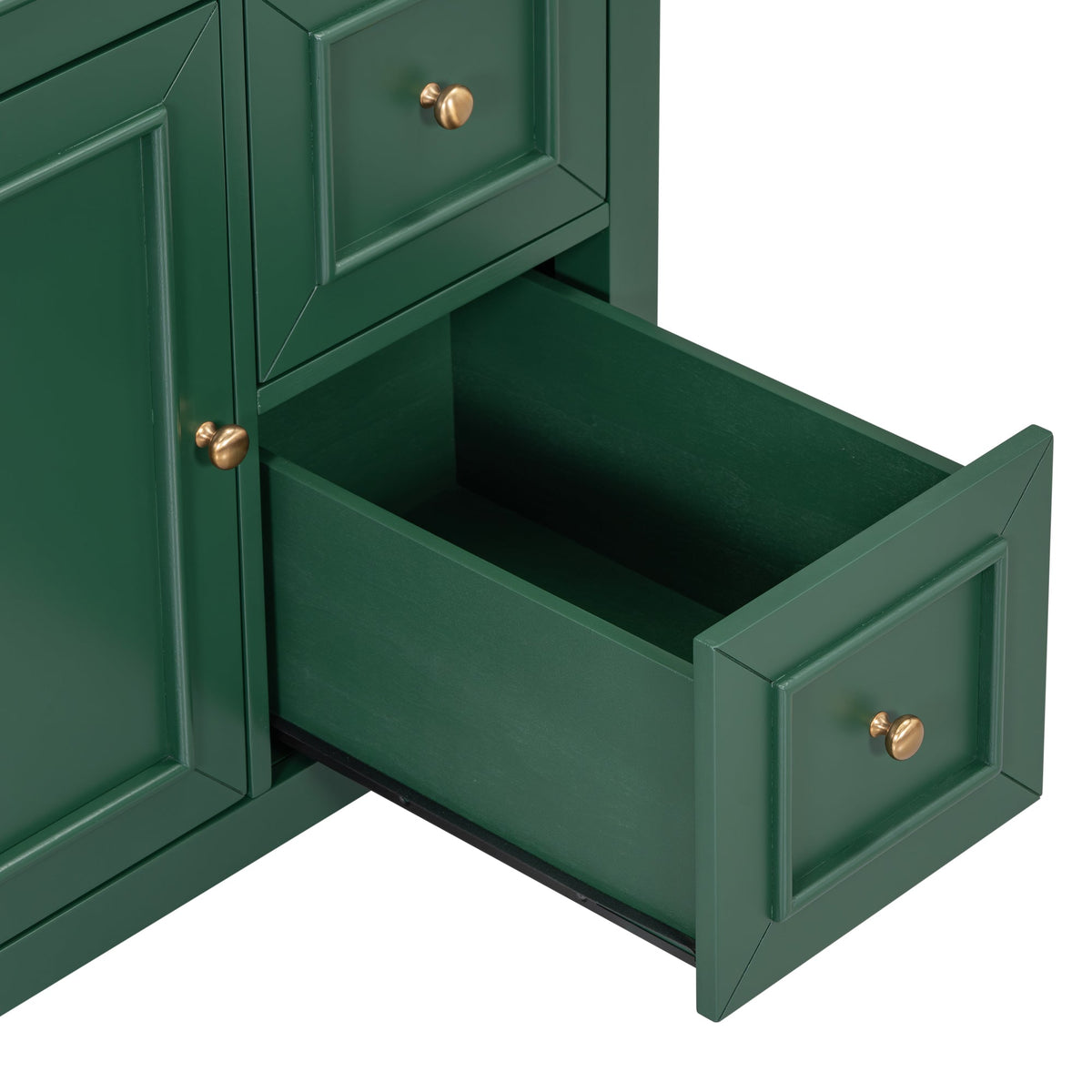 30" Bathroom Vanity with Sink Top, Bathroom Vanity Cabinet with Door and Two Drawers, Solid Wood Frame, One Package, Green - B&B Forest Products