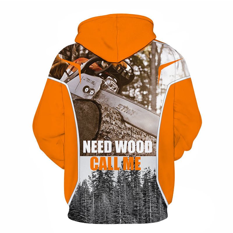 3D Digital Chainsaw Forest Print Trendy Hoodie - B&B Forest Products