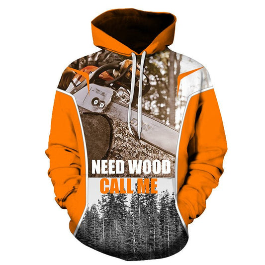 3D Digital Chainsaw Forest Print Trendy Hoodie - B&B Forest Products