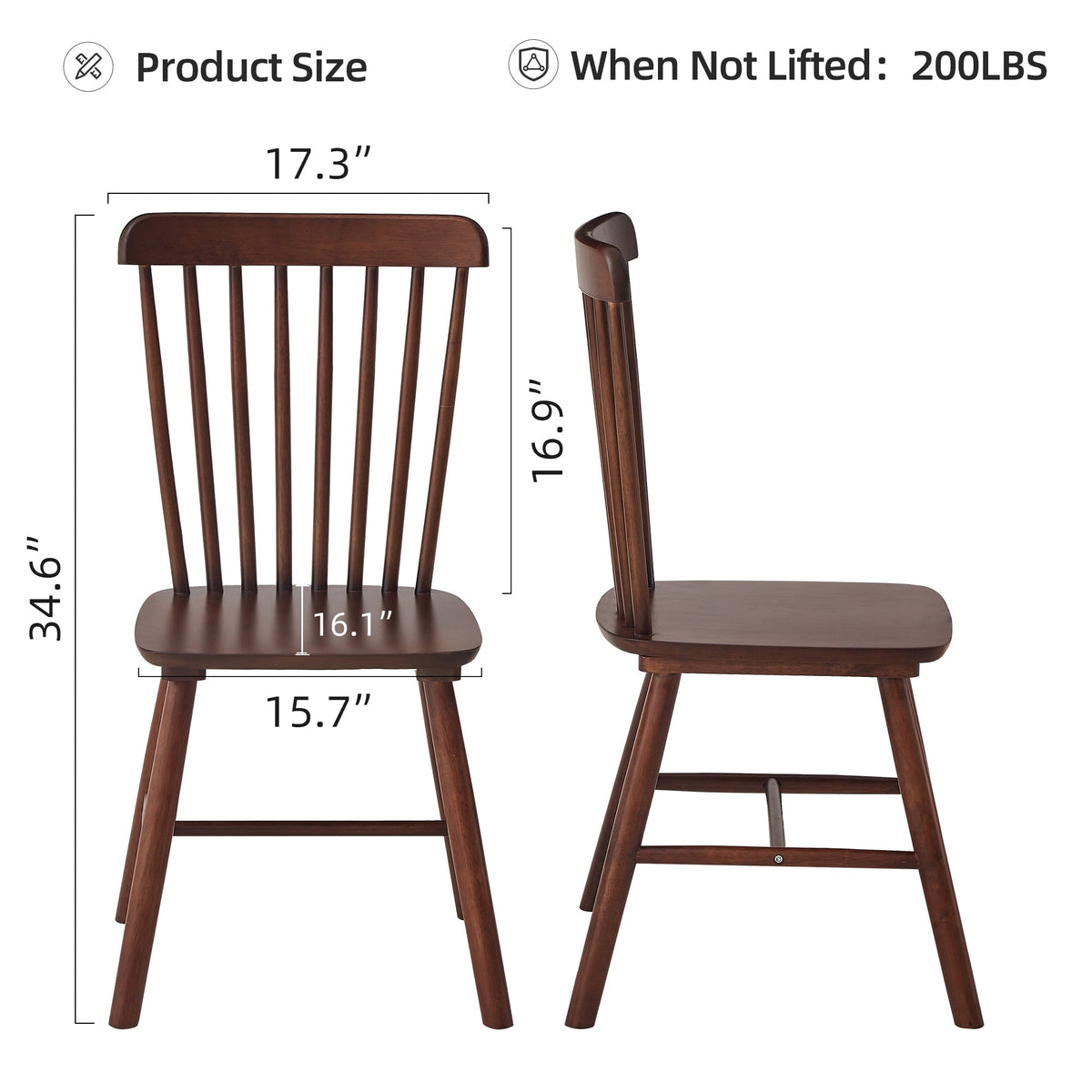 4 dining chairs, walnut wood, rubberwood material, dining chairs, solid wood chairs, solid wood dining table chairs - B&B Forest Products