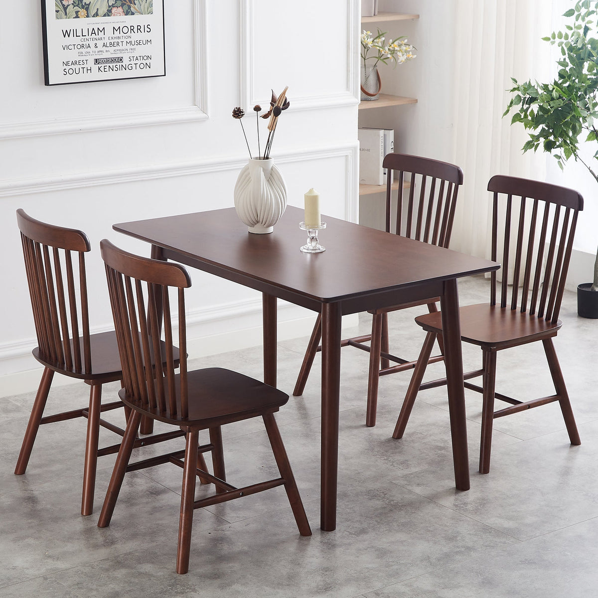 4 dining chairs, walnut wood, rubberwood material, dining chairs, solid wood chairs, solid wood dining table chairs - B&B Forest Products
