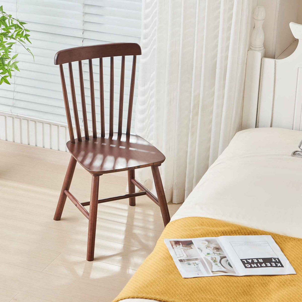 4 dining chairs, walnut wood, rubberwood material, dining chairs, solid wood chairs, solid wood dining table chairs - B&B Forest Products