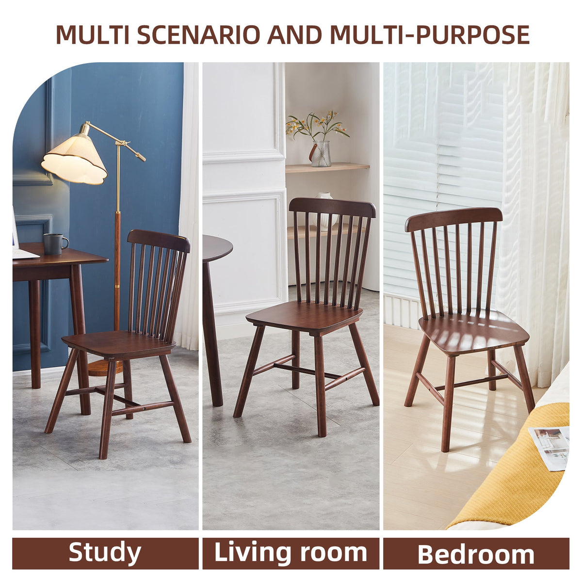 4 dining chairs, walnut wood, rubberwood material, dining chairs, solid wood chairs, solid wood dining table chairs - B&B Forest Products