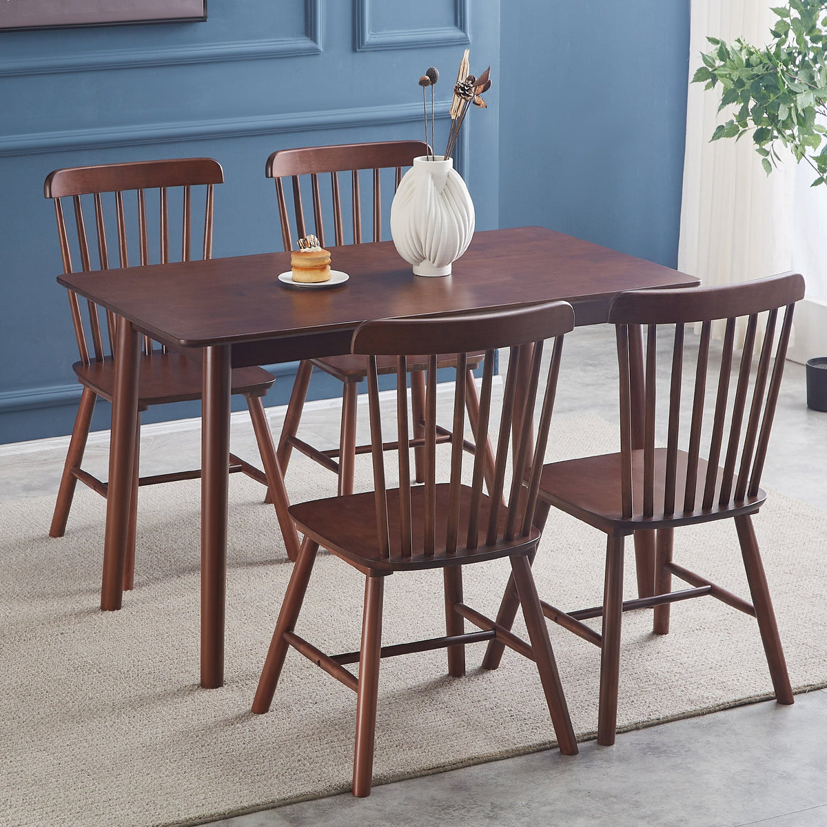 4 dining chairs, walnut wood, rubberwood material, dining chairs, solid wood chairs, solid wood dining table chairs - B&B Forest Products