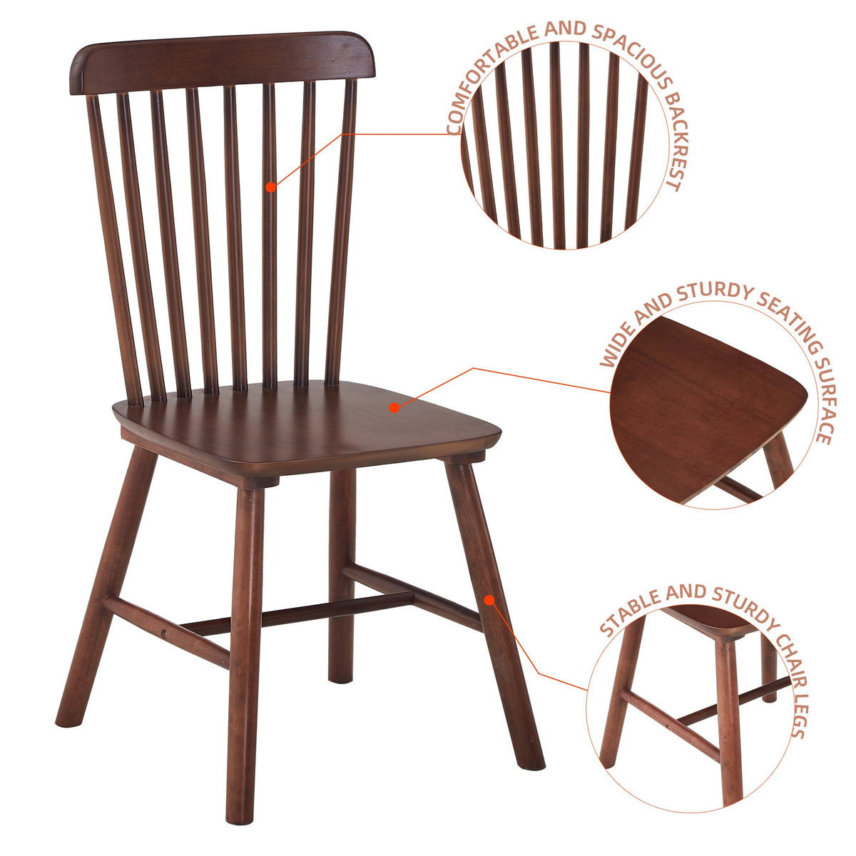 4 dining chairs, walnut wood, rubberwood material, dining chairs, solid wood chairs, solid wood dining table chairs - B&B Forest Products