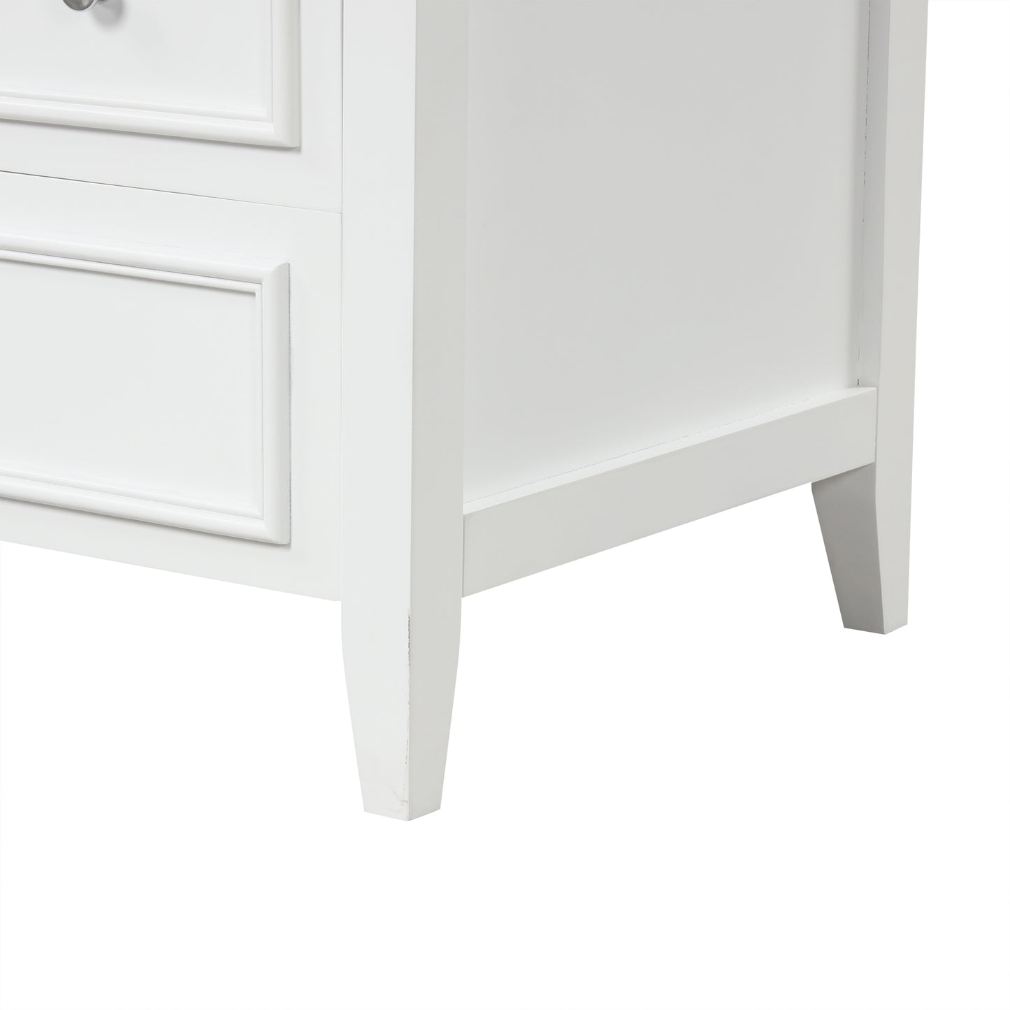 30" Bathroom Vanity with Sink, Bathroom Vanity Cabinet with Three Drawers and Door, Solid Wood and MDF, White