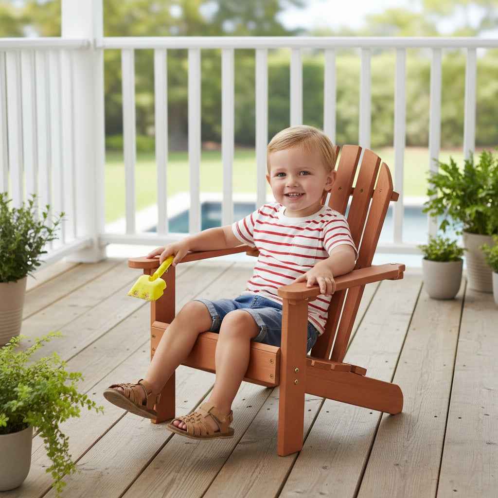 Wooden Kid S Adirondack Chair For Indoor And Outdoor, Natural Cedar Patio Lounge Chiar For Kids