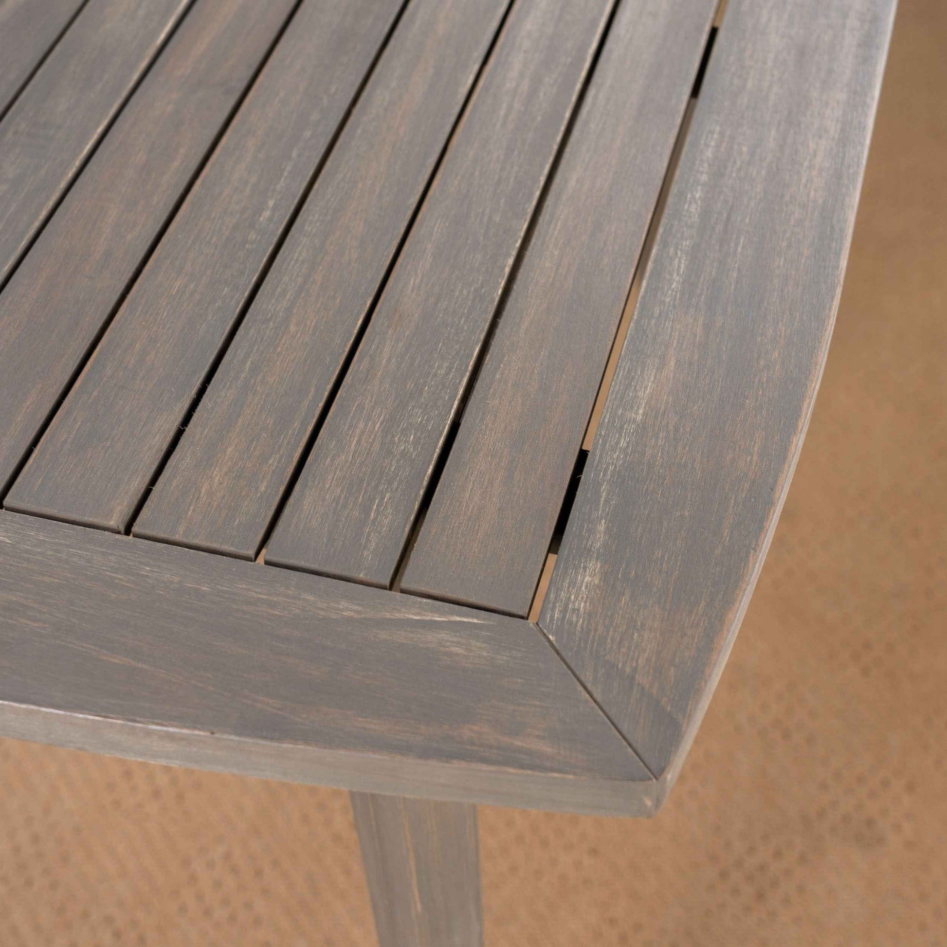 Outdoor Square Acacia Wood Table with Straight Legs, Gray