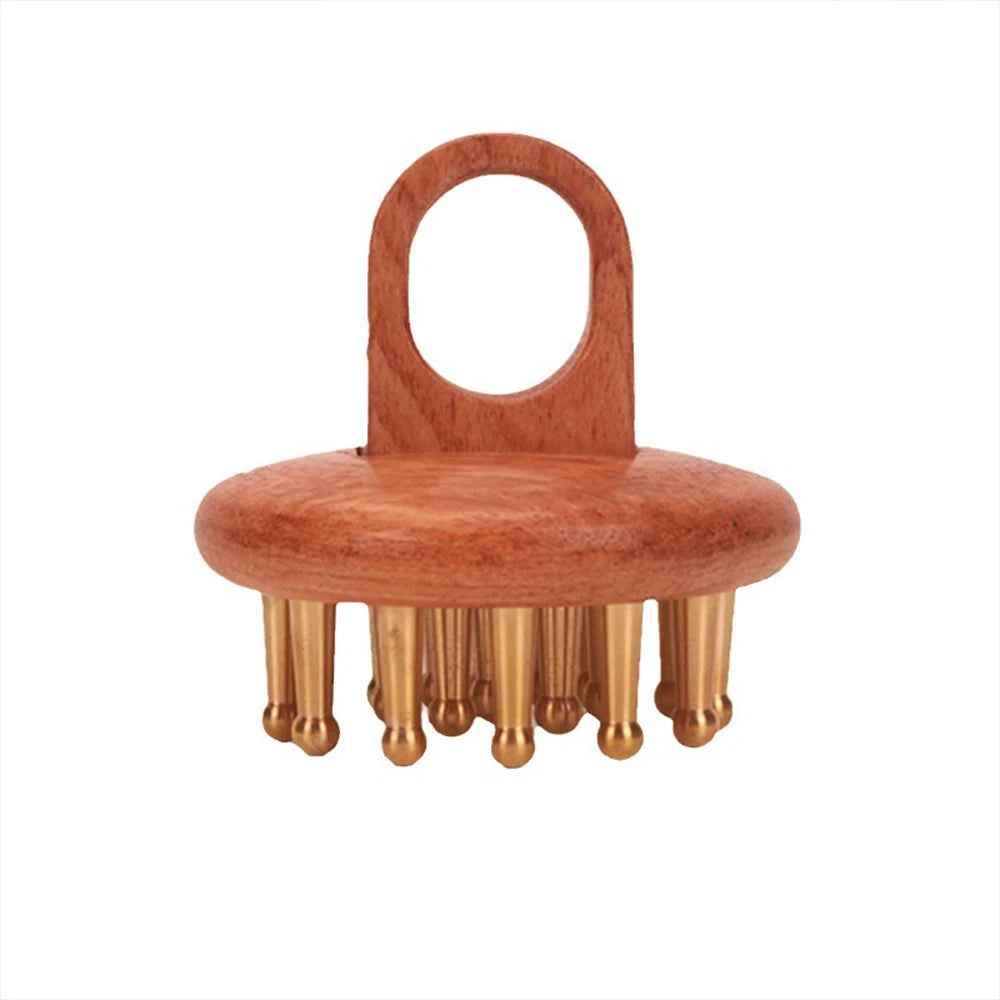 Copper Wood Head Meridian Massage Comb Gua Sha Massage Tool Body Wood Therapy Scalp Massage - B&B Forest Products