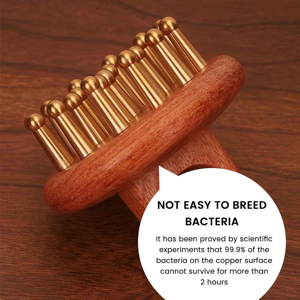 Copper Wood Head Meridian Massage Comb Gua Sha Massage Tool Body Wood Therapy Scalp Massage - B&B Forest Products