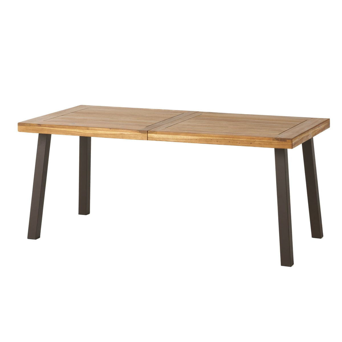 Della Acacia Wood Dining Table, Natural Stained with Rustic Metal, Brown, Grey - B&B Forest Products