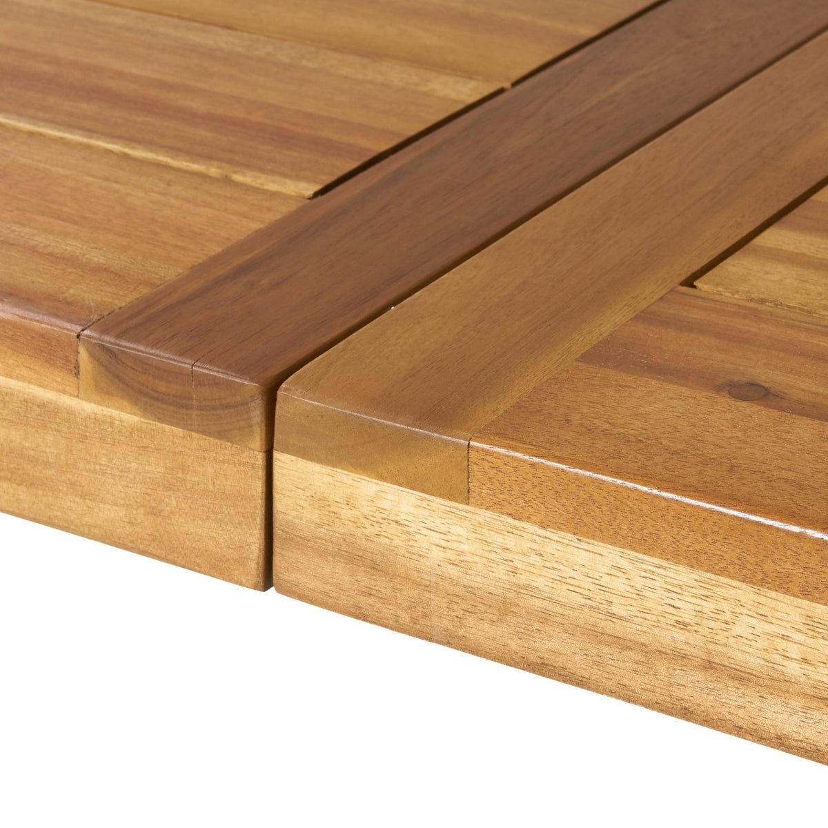 Della Acacia Wood Dining Table, Natural Stained with Rustic Metal, Brown, Grey - B&B Forest Products