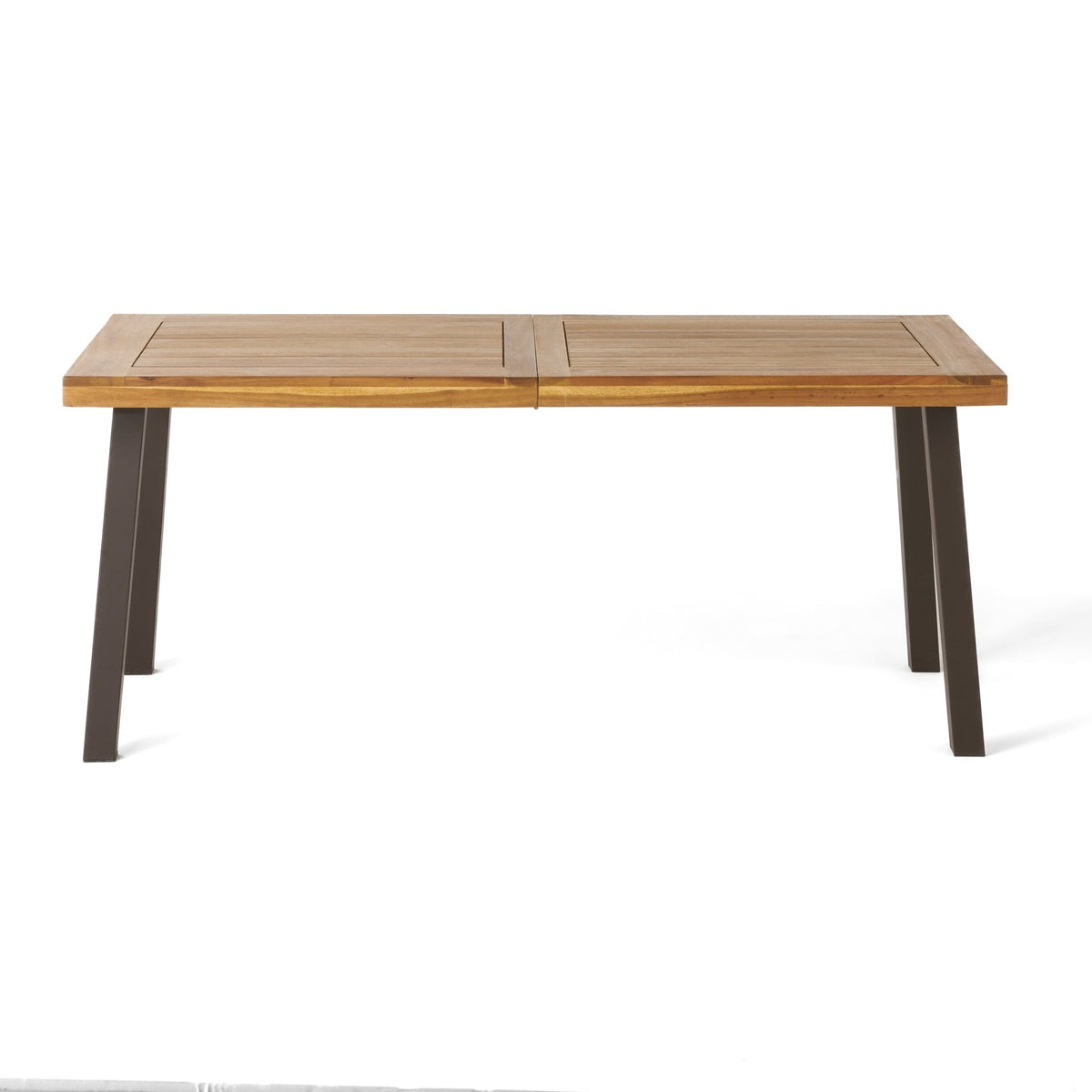 Della Acacia Wood Dining Table, Natural Stained with Rustic Metal, Brown, Grey - B&B Forest Products