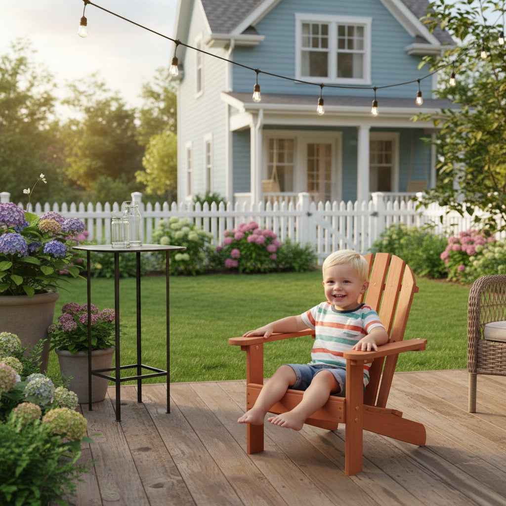 Wooden Kid S Adirondack Chair For Indoor And Outdoor, Natural Cedar Patio Lounge Chiar For Kids