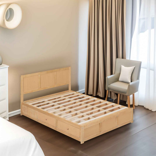 Full Size Wood Platform Bed with Underneath Storage and 2 Drawers Wood Color - B&B Forest Products