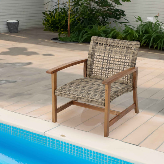 HAMPTON WOOD + WICKER CLUB CHAIR ( set of 2) - B&B Forest Products