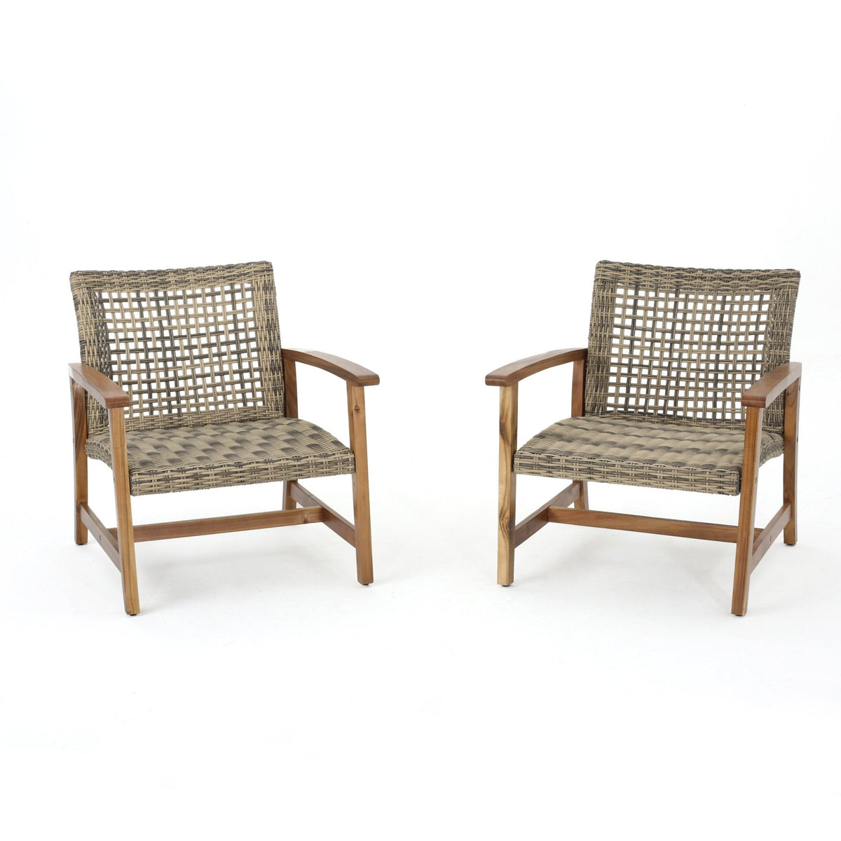 HAMPTON WOOD + WICKER CLUB CHAIR ( set of 2) - B&B Forest Products