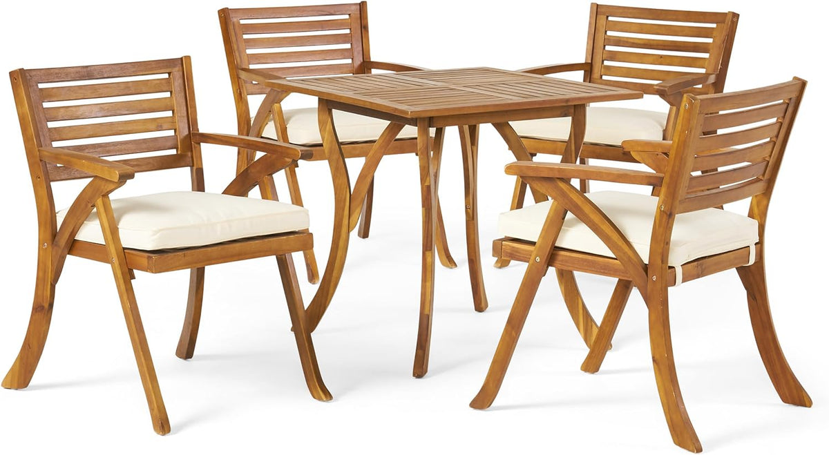 HERMOSA 5 PIECE WOOD DINING SET WITH CUSHIONS - B&B Forest Products
