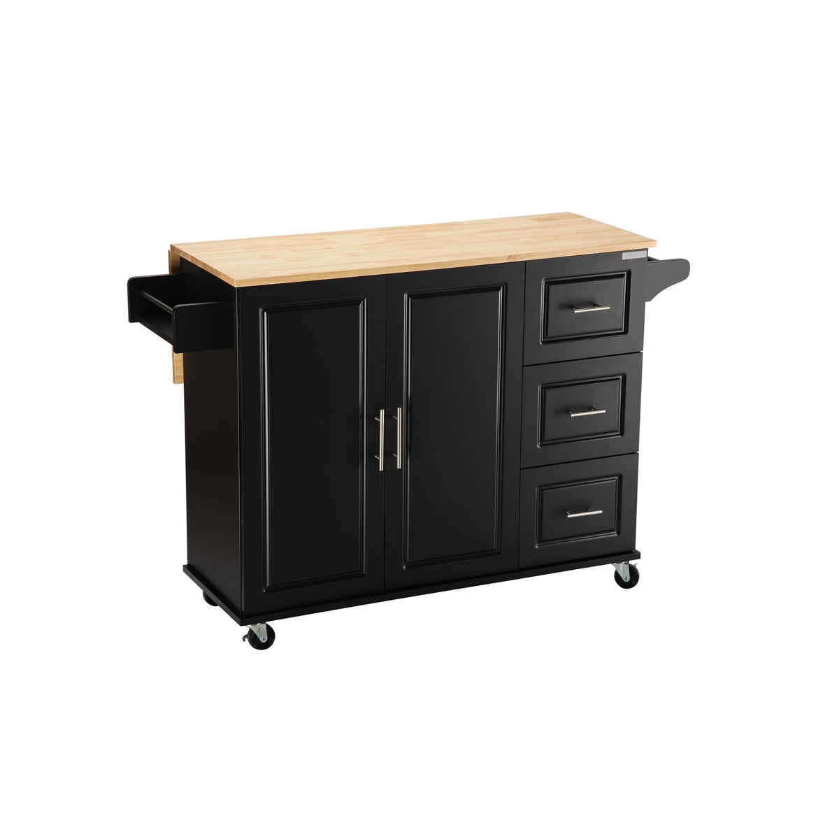 Kitchen Island & Kitchen Cart Mobile Kitehcn Island with Extensible Rubber Wood Table Top - B&B Forest Products