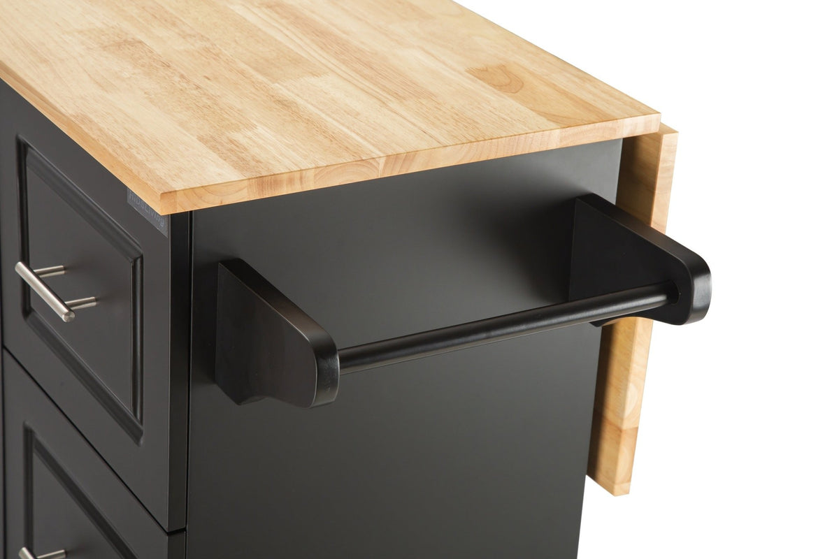 Kitchen Island & Kitchen Cart Mobile Kitehcn Island with Extensible Rubber Wood Table Top - B&B Forest Products