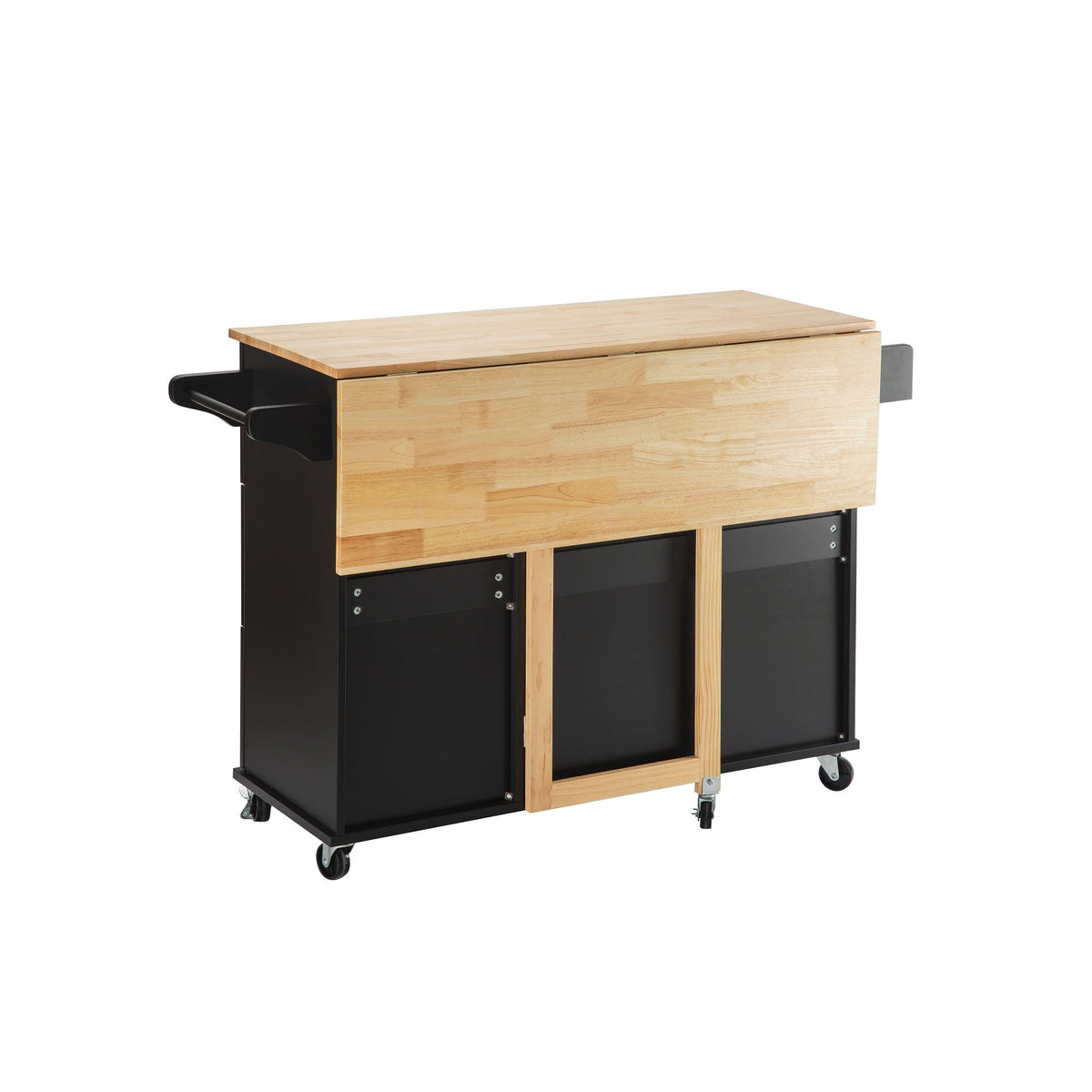 Kitchen Island & Kitchen Cart Mobile Kitehcn Island with Extensible Rubber Wood Table Top - B&B Forest Products