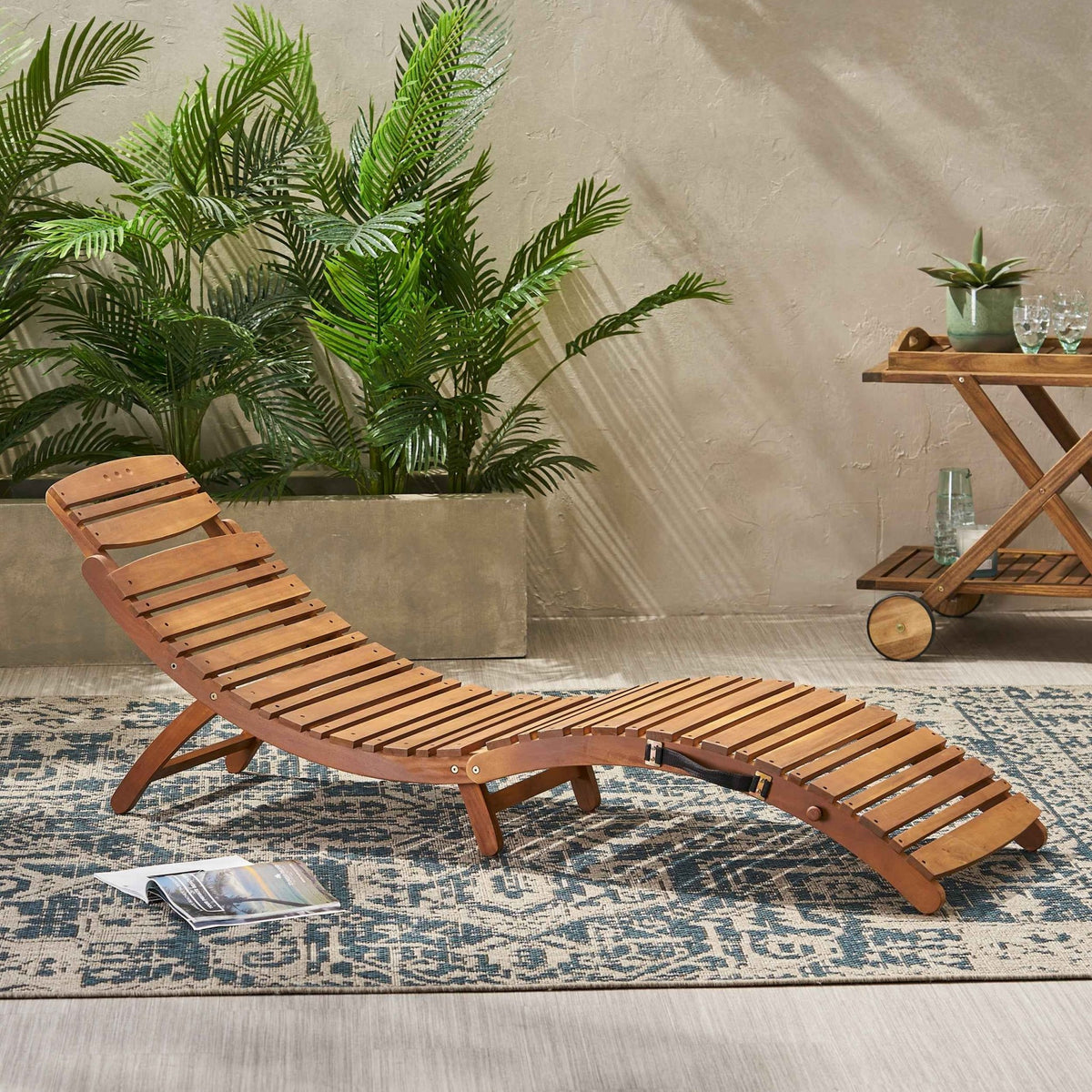 LAHAINA WOOD FOLDABLE CHAISE LOUNGE - B&B Forest Products