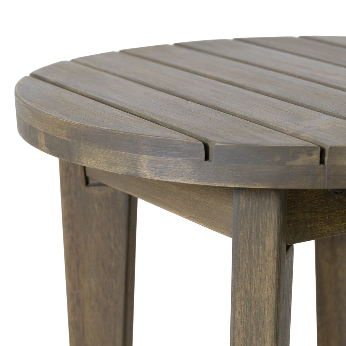 Outdoor 16" Acacia Wood Side Table, Gray Finish - B&B Forest Products