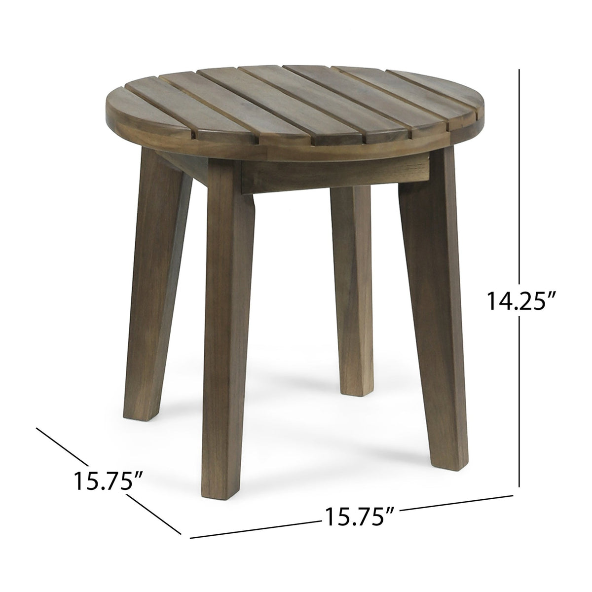 Outdoor 16" Acacia Wood Side Table, Gray Finish - B&B Forest Products