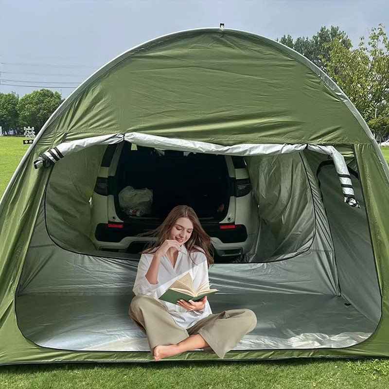 Outdoor car - trunk rear tent with canopy, sun - resistant camping equipment
