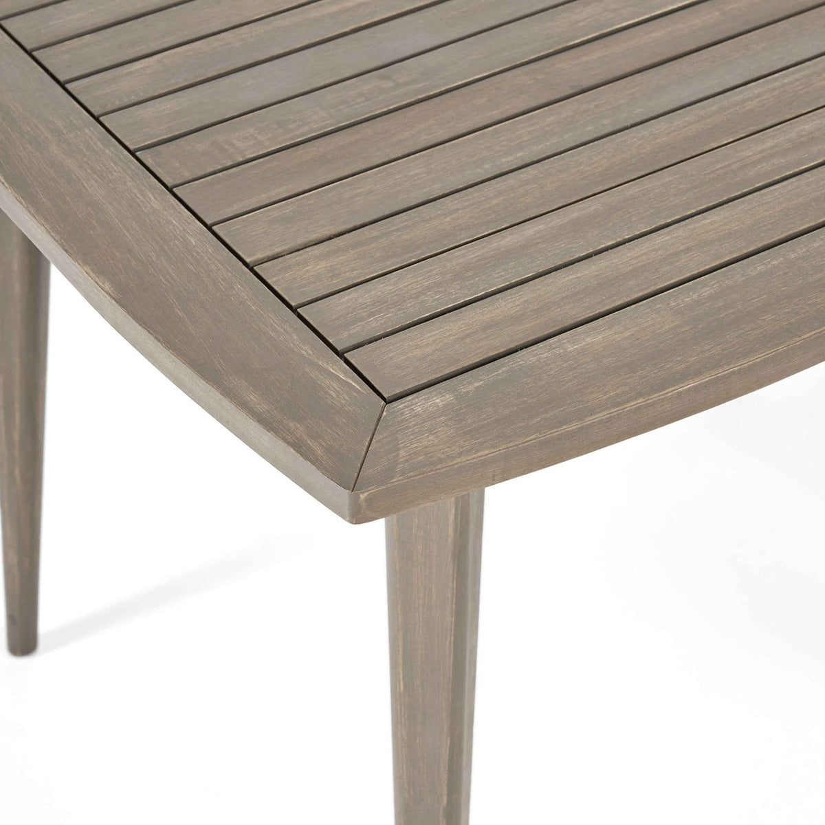 Outdoor Square Acacia Wood Table with Straight Legs, Gray - B&B Forest Products