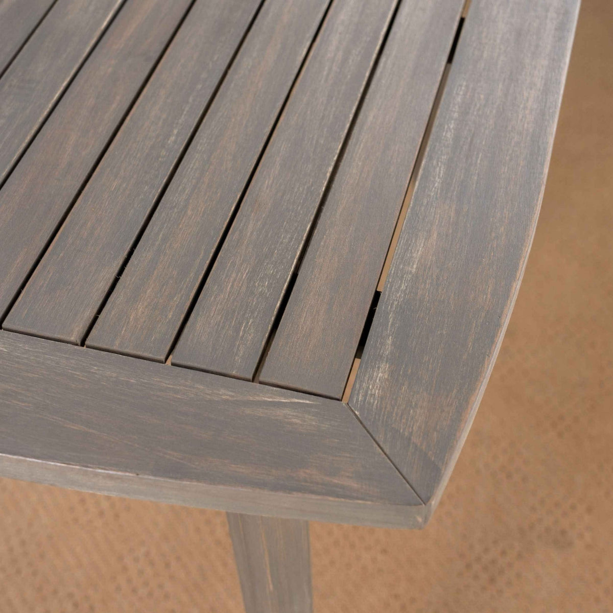 Outdoor Square Acacia Wood Table with Straight Legs, Gray - B&B Forest Products