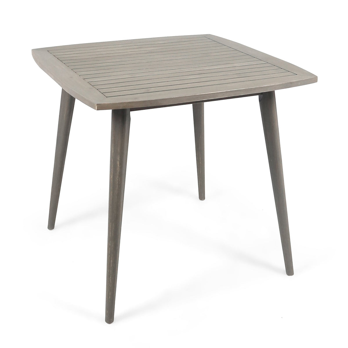 Outdoor Square Acacia Wood Table with Straight Legs, Gray - B&B Forest Products