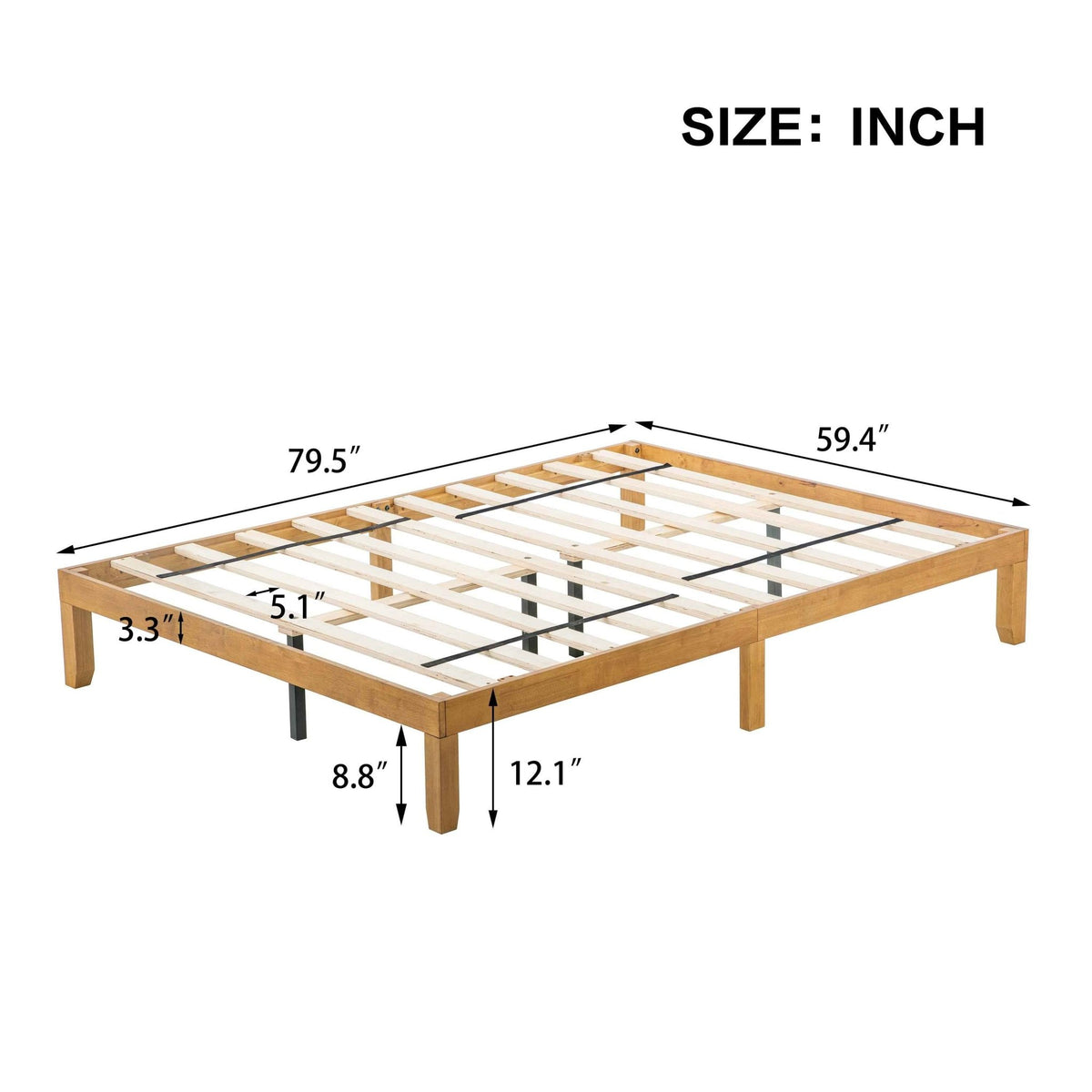 Queen Size Wood Platform Bed Frame,No Box Spring Needed,Strong Wood Slat Support, Easy Assembly - B&B Forest Products