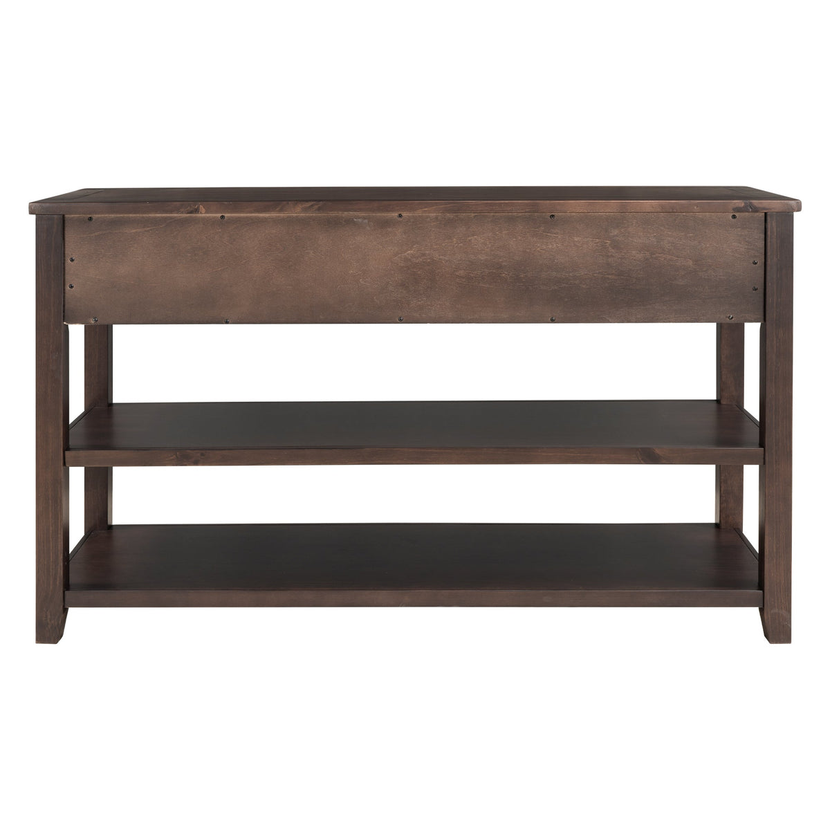 Retro Design Console Table with Two Open Shelves, Pine Solid Wood Frame and Legs for Living Room (Espresso) - B&B Forest Products