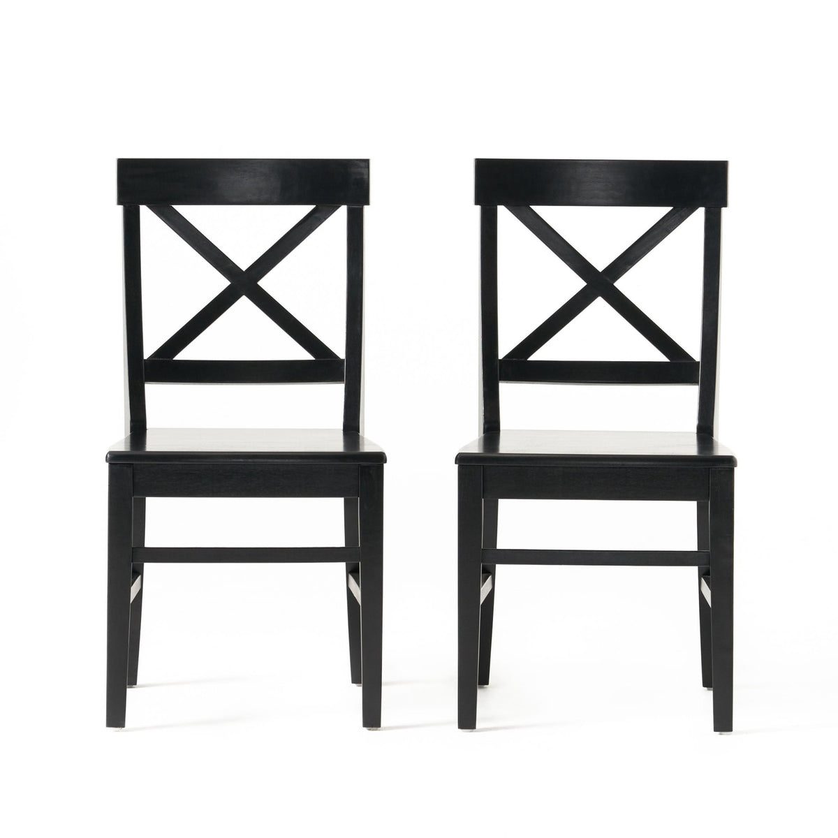 Roshan Farmhouse Acacia Wood Dining Chairs, Black (Set of 2) - B&B Forest Products