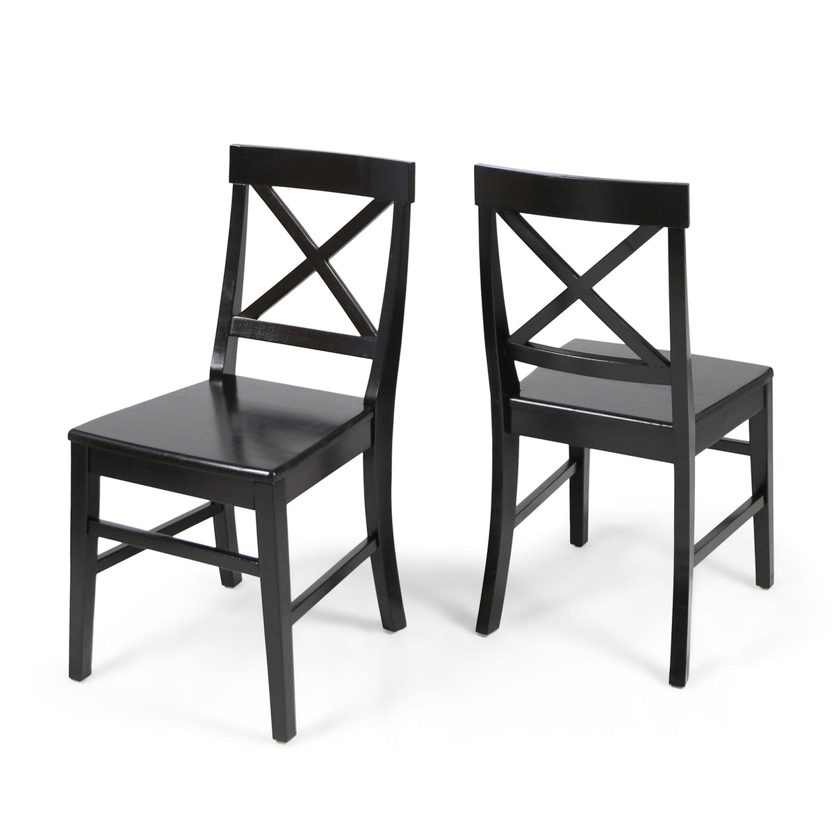 Roshan Farmhouse Acacia Wood Dining Chairs, Black (Set of 2) - B&B Forest Products