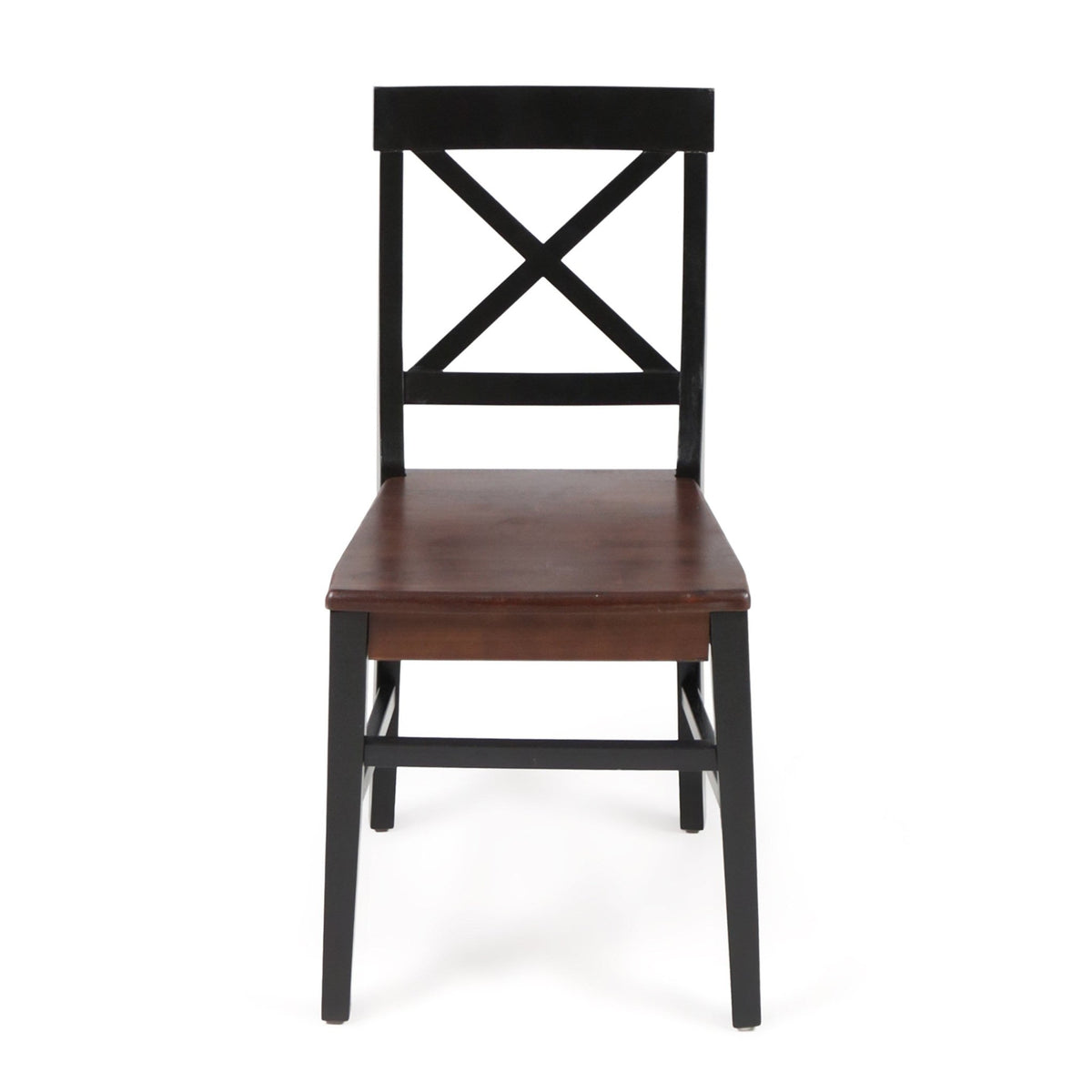 Roshan Farmhouse Acacia Wood Dining Chairs, Black / Walnut (Set of 2) - B&B Forest Products