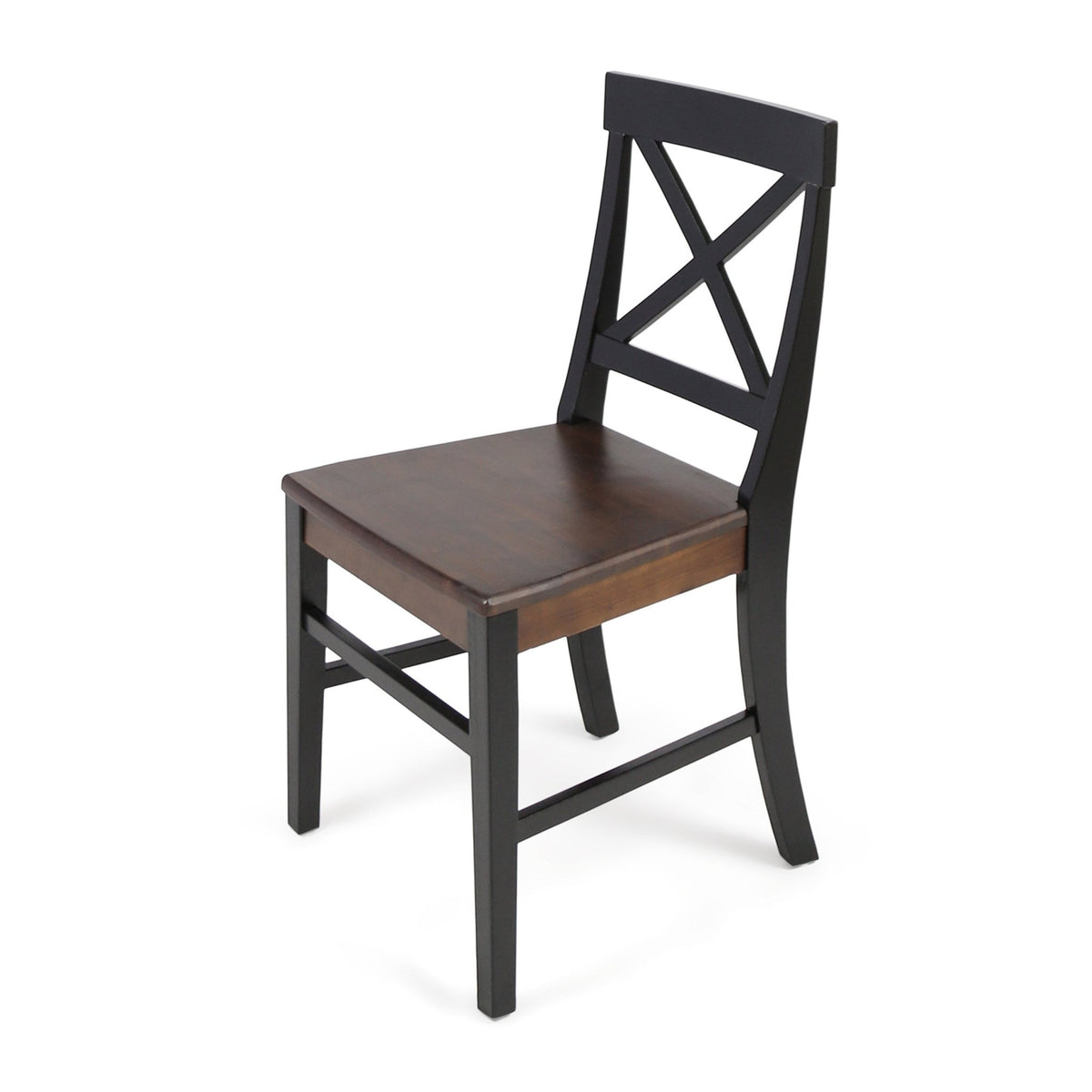 Roshan Farmhouse Acacia Wood Dining Chairs, Black / Walnut (Set of 2) - B&B Forest Products