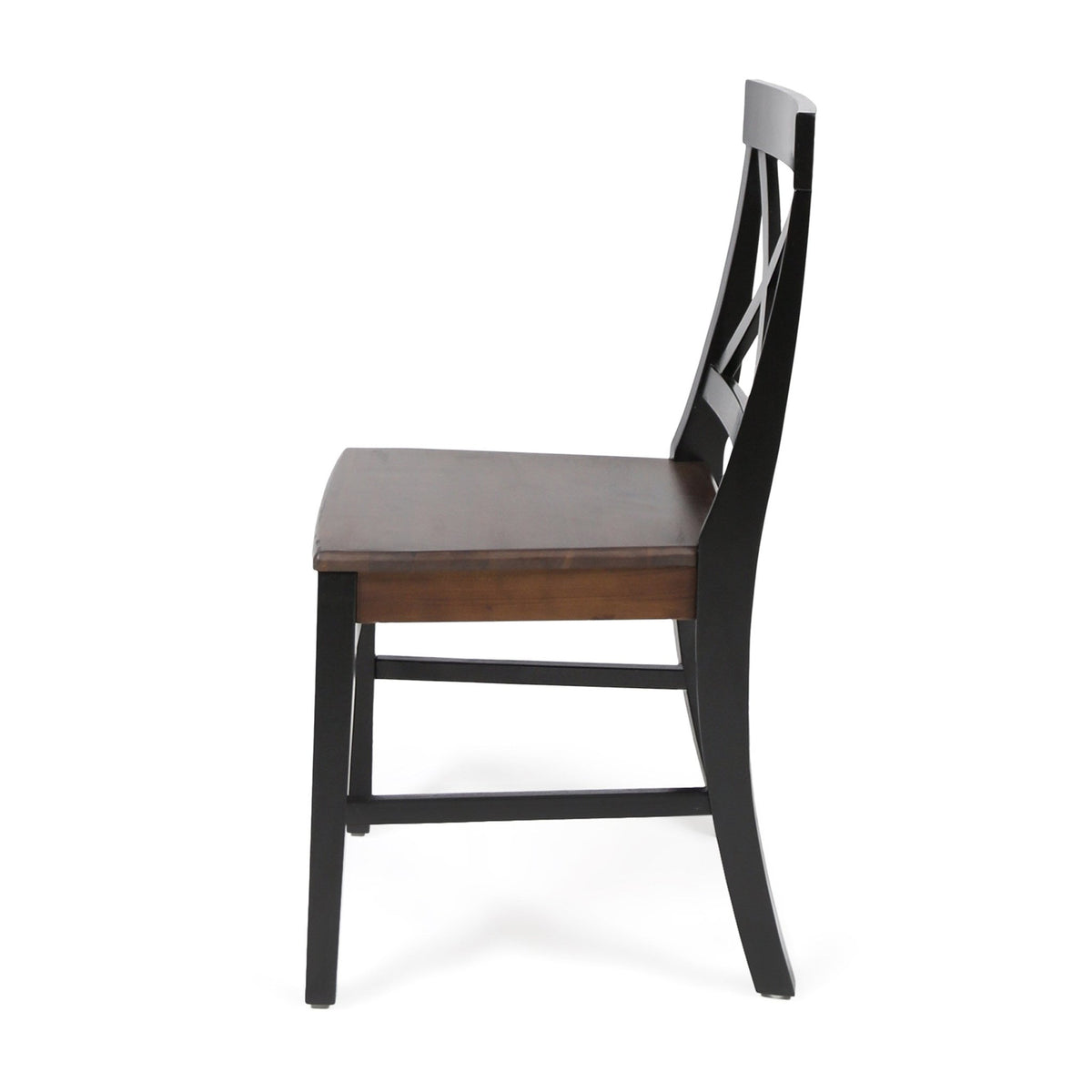 Roshan Farmhouse Acacia Wood Dining Chairs, Black / Walnut (Set of 2) - B&B Forest Products