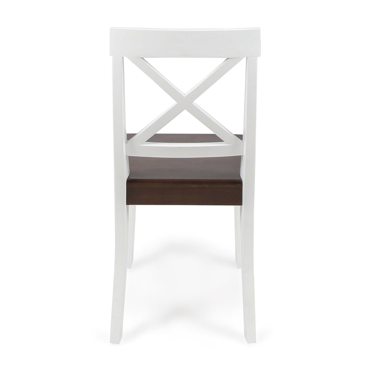 Roshan Farmhouse Acacia Wood Dining Chairs, White / Walnut (Set of 2) - B&B Forest Products