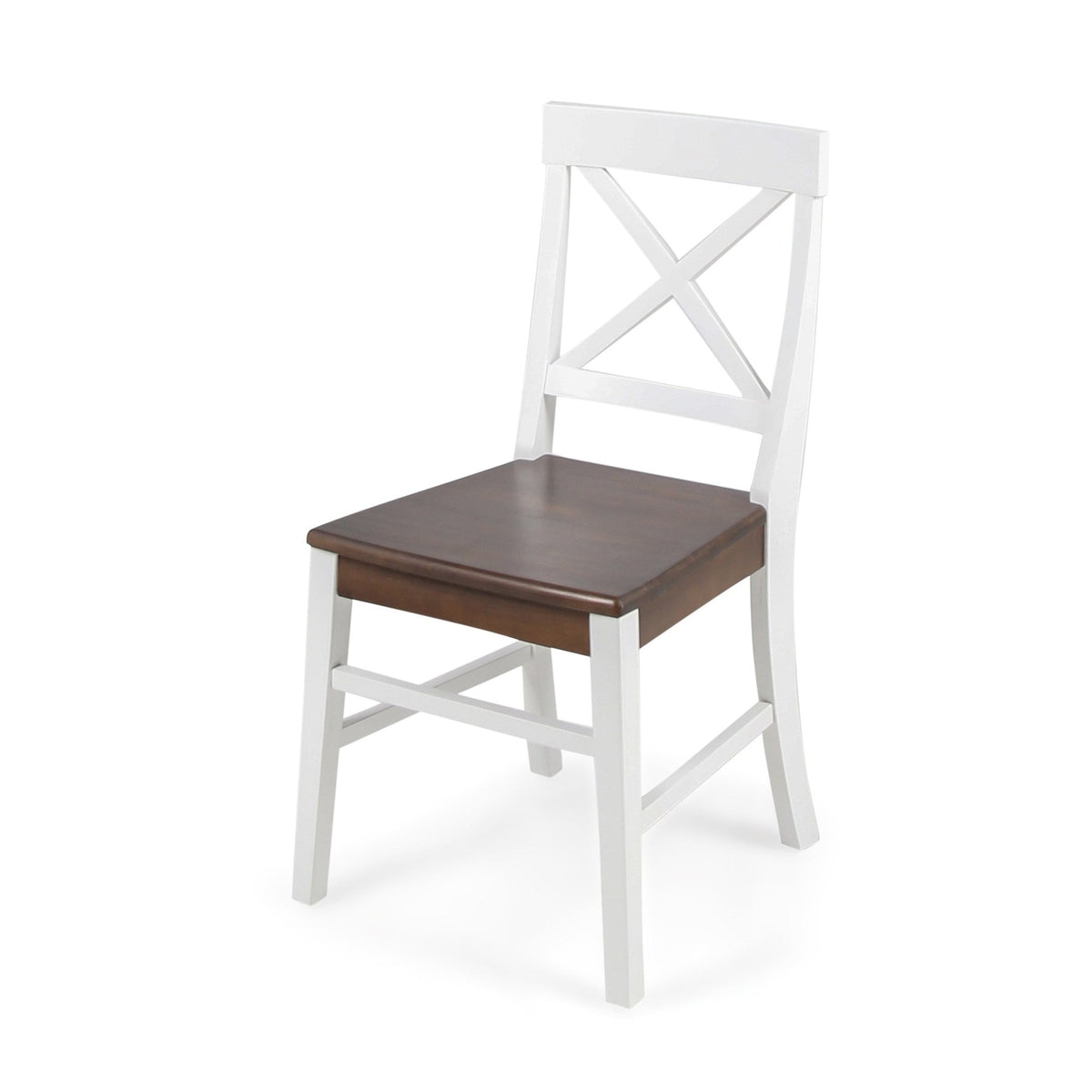 Roshan Farmhouse Acacia Wood Dining Chairs, White / Walnut (Set of 2) - B&B Forest Products