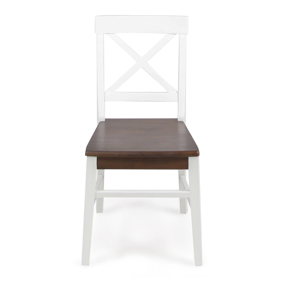 Roshan Farmhouse Acacia Wood Dining Chairs, White / Walnut (Set of 2) - B&B Forest Products