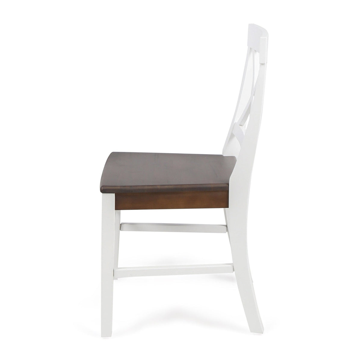 Roshan Farmhouse Acacia Wood Dining Chairs, White / Walnut (Set of 2) - B&B Forest Products